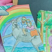 Couple portrait - Playful Illustration with Watercolor & Colored Pens. Projekt z dziedziny Trad, c, jna ilustracja,  Malarstwo, Malowanie akwarelą, Portret, R i sowanie kredkami użytkownika b4dw8ypdjm - 05.06.2023