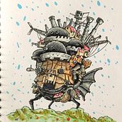 Expressive Architectural Sketching with Colored Markers Exercises - Howl’s moving castle. Traditional illustration, Ink Illustration, and Manga project by Torrin Nelson - 06.07.2023