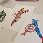 Superhéroes habitación DF. Traditional illustration, and Watercolor Painting project by Paulina De la Rosa - 06.10.2023