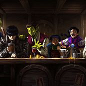The Three Waves Inn. Un progetto di Illustrazione tradizionale, Character design, Pittura, Arte concettuale e Pittura digitale di Jonah Mudlaff - 01.05.2023