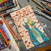 My project for course: Playful Illustration with Watercolor & Colored Pencils. Traditional illustration, Painting, Watercolor Painting, Portrait Drawing, and Colored Pencil Drawing project by Tory Nelson - 06.09.2023