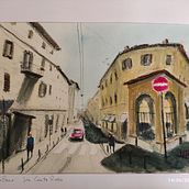 Milano Via Conte Rosso. Watercolor Painting project by mrov5903 - 06.14.2023
