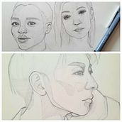 Mein Abschlussprojekt für den Kurs: Skizzenbuch für Porträts: Erkunde das menschliche Gesicht. Sketching, Drawing, Portrait Drawing, Artistic Drawing, and Sketchbook project by Stefanie - 08.20.2023