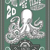Portada de Libro, 20 mil leguas de viaje submarino. Traditional illustration, Digital Illustration, and Engraving project by Rolando Callejas Ojot - 06.15.2023