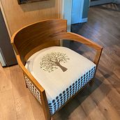 Neo MCM Chair Up-cycled. Fiber Arts, Furniture Restoration, Upc, and cling project by Kara Schorstein - 06.17.2023