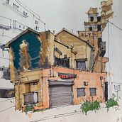 My project for course: Expressive Architectural Sketching with Colored Markers. Sketching, Drawing, Architectural Illustration, Sketchbook & Ink Illustration project by steph_calvet - 06.17.2023