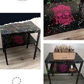 Tavolino con teschio messicano. Furniture Design, Making, Painting, Arts, Crafts, Creativit, Furniture Restoration, Upc, and cling project by Chiara Cacciatori - 06.20.2023