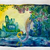 My project for course: Fantasy Landscapes with Watercolor & Gouache. Artes plásticas, Pintura, Pintura em aquarela, Ilustração naturalista, e Pintura guache projeto de danielapeterova - 20.06.2023