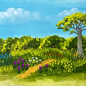 My project for course: Painting Atmospheric Landscapes with Gouache. Traditional illustration, Painting, and Gouache Painting project by cynthia62 - 06.21.2023