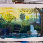 My project for course: Fantasy Landscapes with Watercolor & Gouache. Fine Arts, Painting, Watercolor Painting, Naturalistic Illustration, and Gouache Painting project by chriswood - 06.21.2023