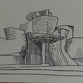 Guggenheim Museum Bilbao, Frank Gehry. Ilustração tradicional, e Arquitetura projeto de Rosario Martínez Sánchez - 19.06.2023