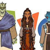 Jedi Extra Lineup Ein Projekt aus dem Bereich Traditionelle Illustration, Design von Figuren und Digitale Illustration von Hannah Lowery - 22.06.2023