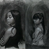 Retrato realista al carboncillo. Ilustração tradicional, Artes plásticas, Desenho, Desenho de retrato, e Desenho realista projeto de Diego Maenza - 07.06.2023