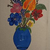 Mi proyecto del curso: Composición floral con acrílico y bordado. Traditional illustration, Painting, Embroider, Acr, lic Painting, and Textile Design project by Marcela Palma Castañeda - 06.24.2023
