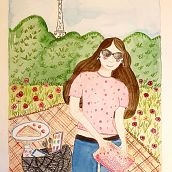 Mon projet du cours : Illustration ludique avec aquarelle et crayons de couleur. Traditional illustration, Painting, Watercolor Painting, Portrait Drawing, and Colored Pencil Drawing project by soazig_bk - 06.29.2023