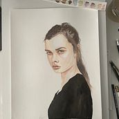 My project for course: Watercolor Portrait from a Photo. Projekt z dziedziny Trad, c, jna ilustracja, Malowanie akwarelą i Portret użytkownika Hela Burkhardt - 27.06.2023