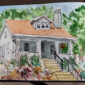 Watercolor painting of our home. Un proyecto de Arquitectura, Pintura a la acuarela e Ilustración tradicional de Greg Garbinsky - 29.06.2023