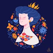 A Lady in bloom. Un proyecto de Ilustración tradicional, Ilustración digital, Ilustración botánica y Dibujo digital de osmantetik - 26.06.2023