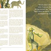 Artículo Ilustrado / Risking their lives, for little pay, to guard India's forests. Een project van Traditionele illustratie van manuelarcastillo99 - 18.10.2022