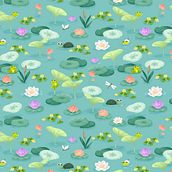 En la charca. Traditional illustration, Pattern Design, Drawing, Digital Illustration, and Botanical Illustration project by Marina García - 06.30.2023