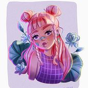 Mi proyecto del curso: Chica de moños rosas . Character Design, Digital Illustration, Digital Drawing, and Digital Painting project by Eva - 07.02.2023