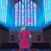 Dante on a throne Ein Projekt aus dem Bereich Traditionelle Illustration, Design von Figuren, Verpackung, Comic, Zeichnung und Digitale Illustration von Mattia Novelli - 30.06.2023