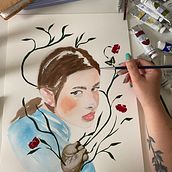 El nacimiento. Traditional illustration project by Eva Rueda - 07.02.2023
