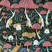 Fantasmas en el bosque de hongos. Design, Traditional illustration, Character Design, Drawing, Stor, telling, Children's Illustration, and Narrative project by Max Amaury Vite Navarrete - 07.05.2023