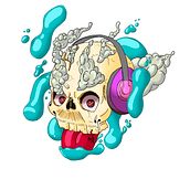 Caveira Fone. Traditional illustration, and Character Design project by Axyl Const - 07.06.2023