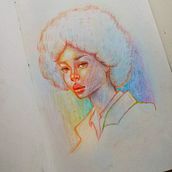 Meu projeto do curso: Desenho de retratos vibrantes com lápis de cor. Un projet de Dessin, Dessin de portrait, Carnet de croquis, Dessin aux cra , et ons de couleur de Kesley Santana - 30.06.2023