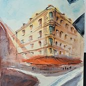My project for course: Architectural Sketching with Watercolor and Ink. Sketching, Drawing, Watercolor Painting, Architectural Illustration, Sketchbook & Ink Illustration project by Emiliya B - 07.07.2023