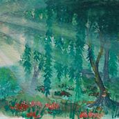 My project for course: Fantasy Landscapes with Watercolor & Gouache. Fine Arts, Painting, Watercolor Painting, Naturalistic Illustration, and Gouache Painting project by aerosquirrel - 07.07.2023