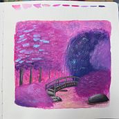 My project for course: Fantasy Landscapes with Watercolor & Gouache. Fine Arts, Painting, Watercolor Painting, Naturalistic Illustration, and Gouache Painting project by Sophy - 07.08.2023