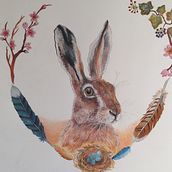 Spring Hare . Watercolor Painting, Artistic Drawing, Realistic Drawing, Design, and Traditional illustration project by lisa stubbings - 07.09.2023