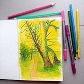 My project for course: Sketchbook Landscapes: A Colorful Approach Ein Projekt aus dem Bereich Skizzenentwurf, Kreativität, Bleistiftzeichnung, Zeichnung und Sketchbook von beata.moryl - 10.07.2023