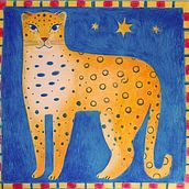 My project for course: LEOPARD and STARS. Un proyecto de Ilustración tradicional, Bocetado, Creatividad, Dibujo artístico y Pintura gouache de le_benes - 10.07.2023
