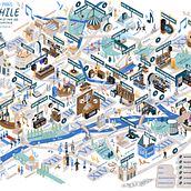 My project for course: Isometric Map Illustration: Capture a City's Vibrancy. Traditional illustration, Infographics, Drawing, Digital Illustration, and Digital Painting project by coco moy - 07.10.2023