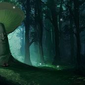 A Magic Mushroom Forest - Photoshop Assignment. Un progetto di Illustrazione tradizionale, Character design, Artigianato, Creatività, Disegno digitale e Pittura digitale di Lydia Berube - 11.07.2023