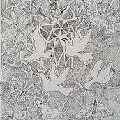 Bezigheidstherapie Pigeons & butterflies . Een project van Traditionele illustratie van Annet Eveleens - 11.07.2023