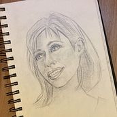 Mon projet du cours : Carnet de portraits : explorez le visage humain. Un projet de Esquisse , Dessin, Dessin de portrait, Dessin artistique , et Carnet de croquis de Florence Mauduit - 12.07.2023