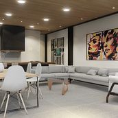 Área social de vivienda unifamiliar. Interior Design, Architecture, and 3D project by Marcelo Ardaya - 07.13.2023