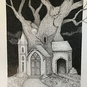 church in the wood. Fine Arts, and Pencil Drawing project by Katie Greuel - 07.14.2023