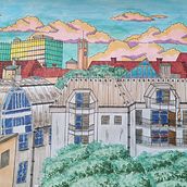 München from the Window. Projekt z dziedziny Trad, c, jna ilustracja,  R i sunek użytkownika bab_bea - 15.07.2023