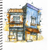 My project for course: Expressive Architectural Sketching with Colored Markers . % Aye Thandar Kyaw tarafından hazırlanan Eskiz çizimi, Çizim, Mimari İllüstras, on, Eskiz defteri, Mürekkep İllüstras, Ve onu projesi - 07.15.2023