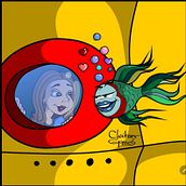 Viagem a bordo do yellow submarine. Traditional illustration project by Cleiton Rodrigues Gomes - 07.16.2023