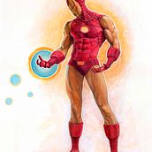 Iron Man Proto-classic Armor. Ilustración de personajes en acrílico. Traditional illustration, Character Design, Painting, Comic, Acr, and lic Painting project by Jordi Gamón Blanch - 07.16.2023