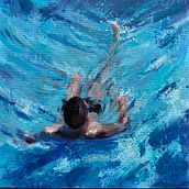 "FLOTANDO" - Mi proyecto del curso: Pintura al óleo: el agua y la figura humana. Projekt z dziedziny  Sztuki piękne,  Malarstwo, Malarstwo olejowe, R i sunek anatomiczn użytkownika Mónica Torralba - 17.07.2023