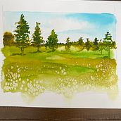 My project for course: Dreamy Watercolor Landscapes: Paint with Light . Lukisan, Dan Lukisan Cat Air proyek oleh cyndemorris - 07.18.2023