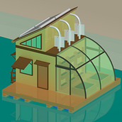 Floating Cabin Design: Eco & Self Sufficient. Design, 3D, Sketchbook, Sketching, Concept Art, and Game Design project by A. Garre Barallat - 04.12.2023