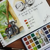 My project for course: Watercolor Travel Journal. Traditional illustration, Watercolor Painting, Architectural Illustration, and Sketchbook project by aaryandeepak26 - 07.18.2023